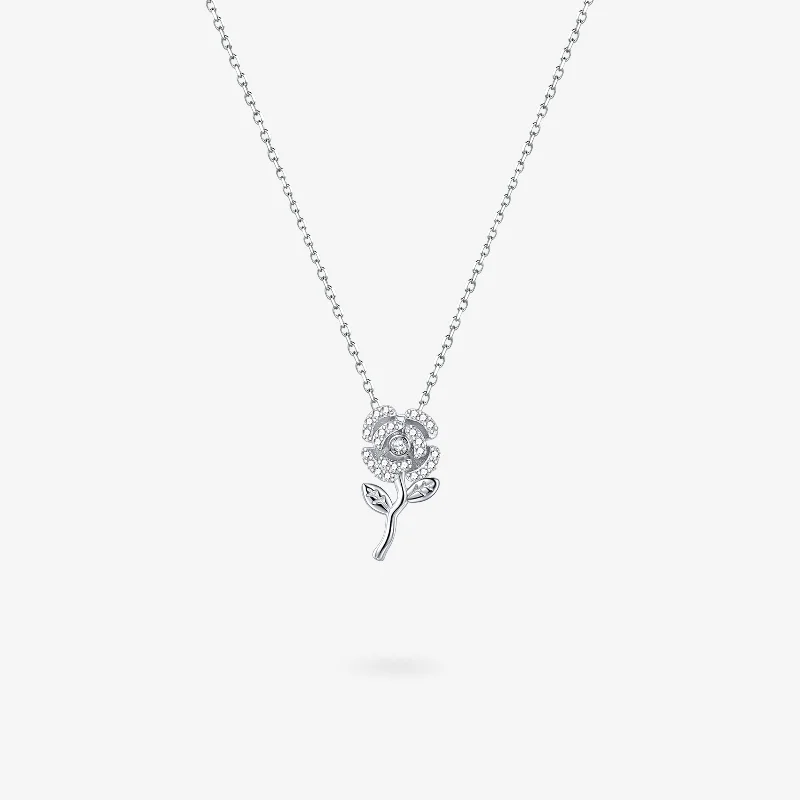 women chunky necklaces -"Little Rose" Sterling Silver Necklace