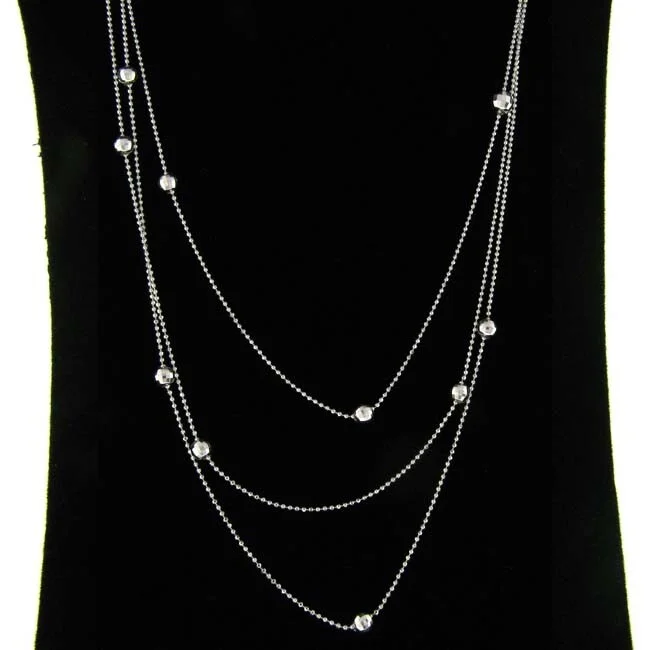 women short necklaces -Sterling Silver Multi Chain Station Necklace