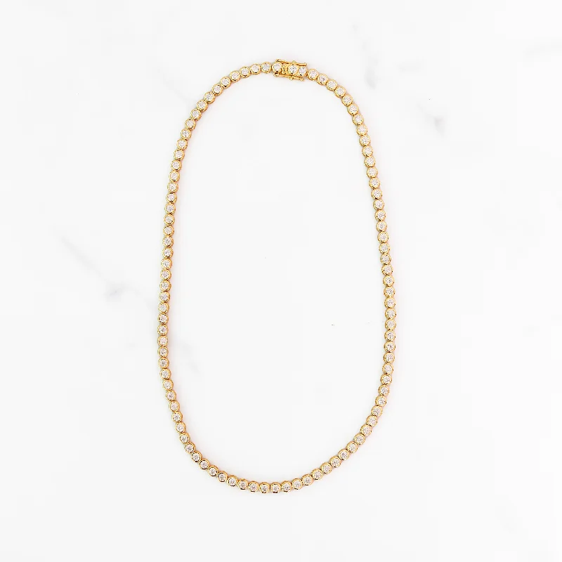 women vintage necklaces -Bezel Tennis Necklace | Lab Grown Diamonds