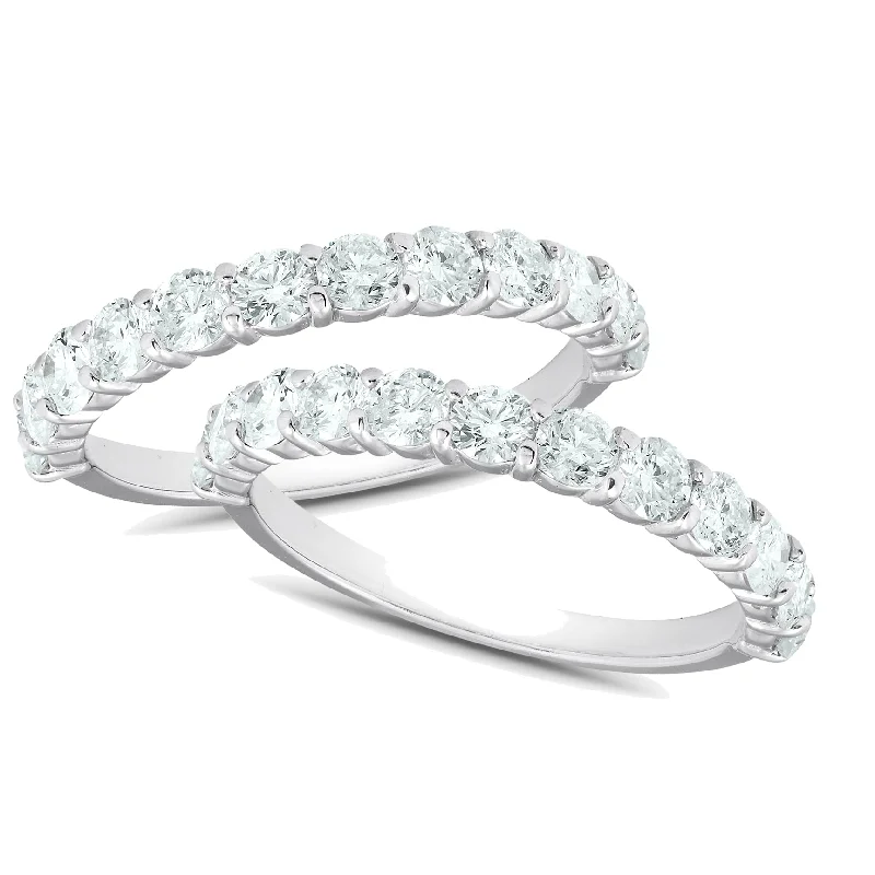 women diamond and platinum engagement rings -1Ct Diamond Weedding Ring Set 14k White Gold Stackable Engagement Bands