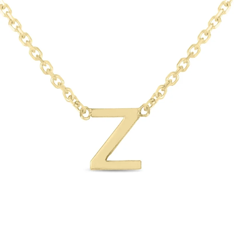 women geometric chain necklaces -Marquee Jewels 14K Solid Yellow Gold Z Mini Initial Necklace