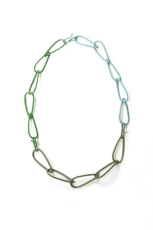 women gold necklaces -Modular Necklace in Faded Teal, Fresh Green, and Olive Green