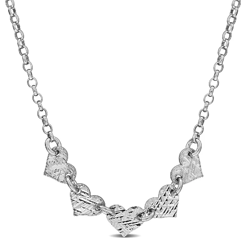 women nature-inspired necklaces -Miadora 5.3mm Heart Center 1.7mm Rolo Chain Necklace in Sterling Silver