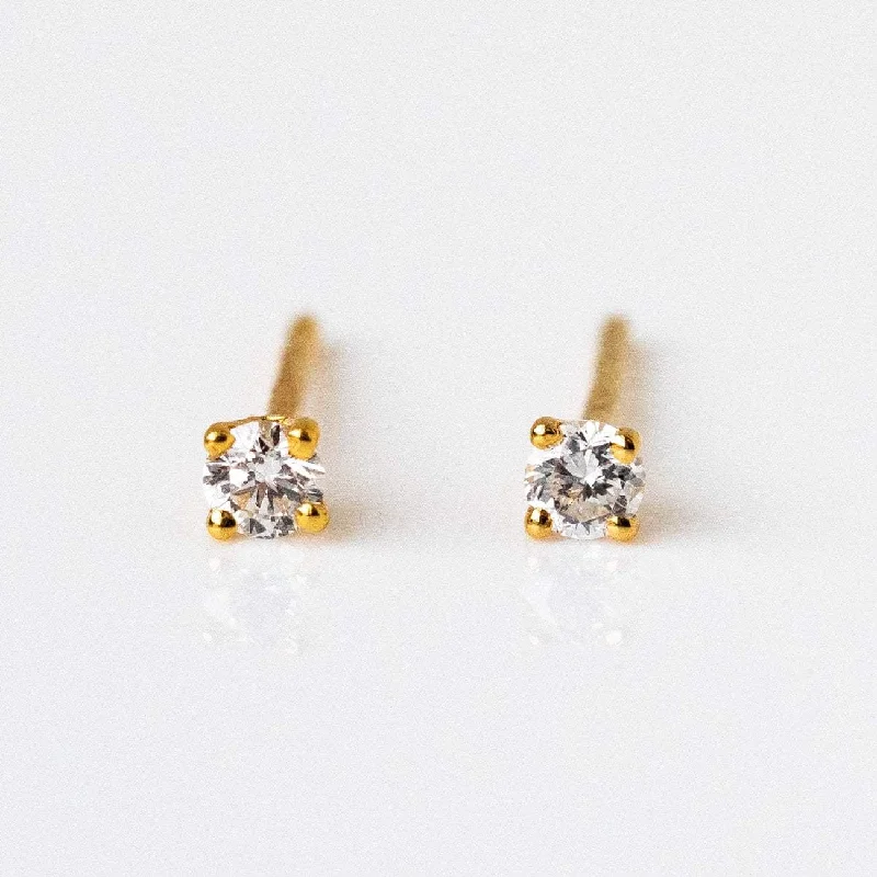 women artistic earrings -Solid Gold Diamond Studs