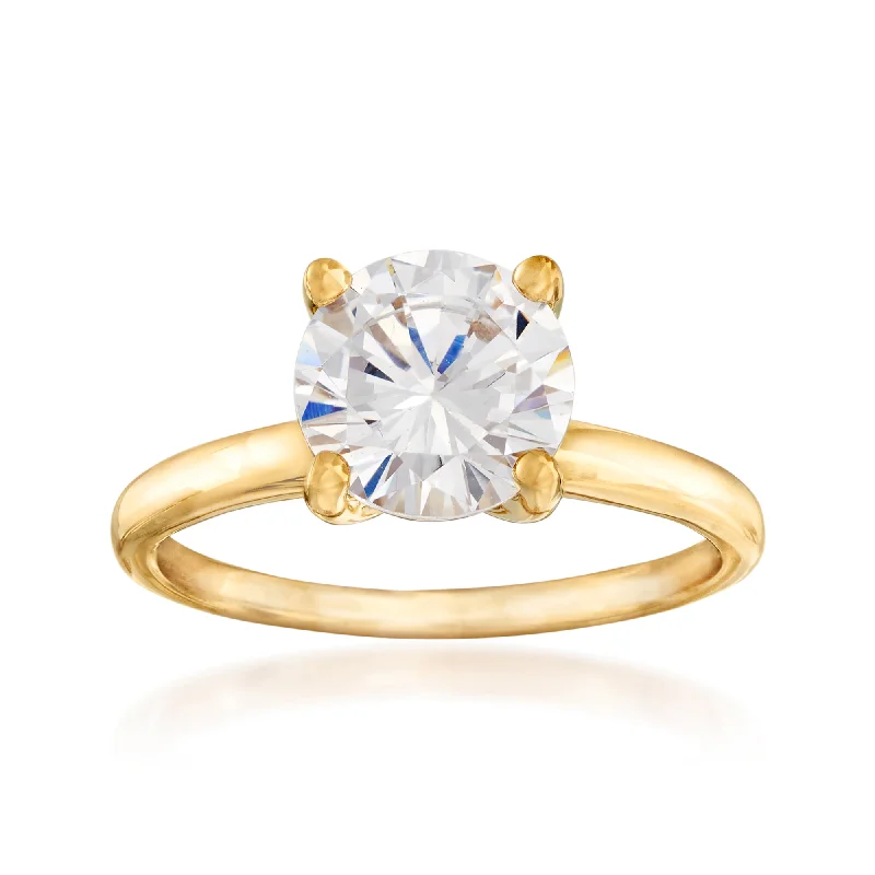 women luxury diamond rings -Ross-Simons CZ Solitaire Ring in 14kt Yellow Gold