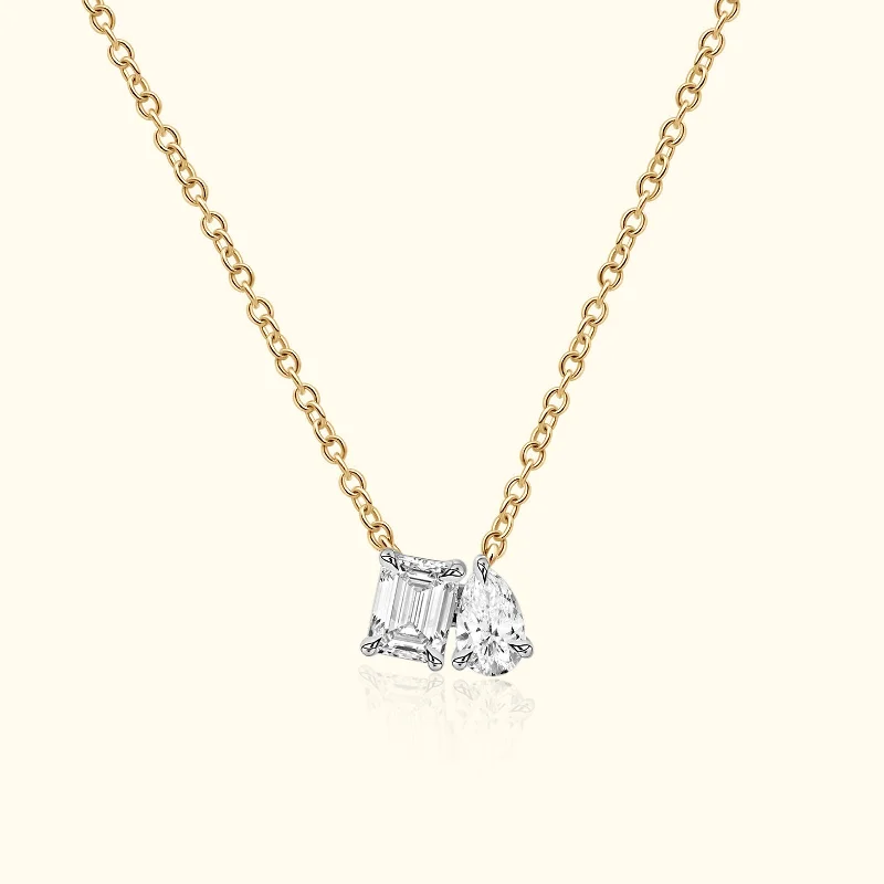 women luxury necklaces -2.04ct 2 Stone Toi et Moi Necklace