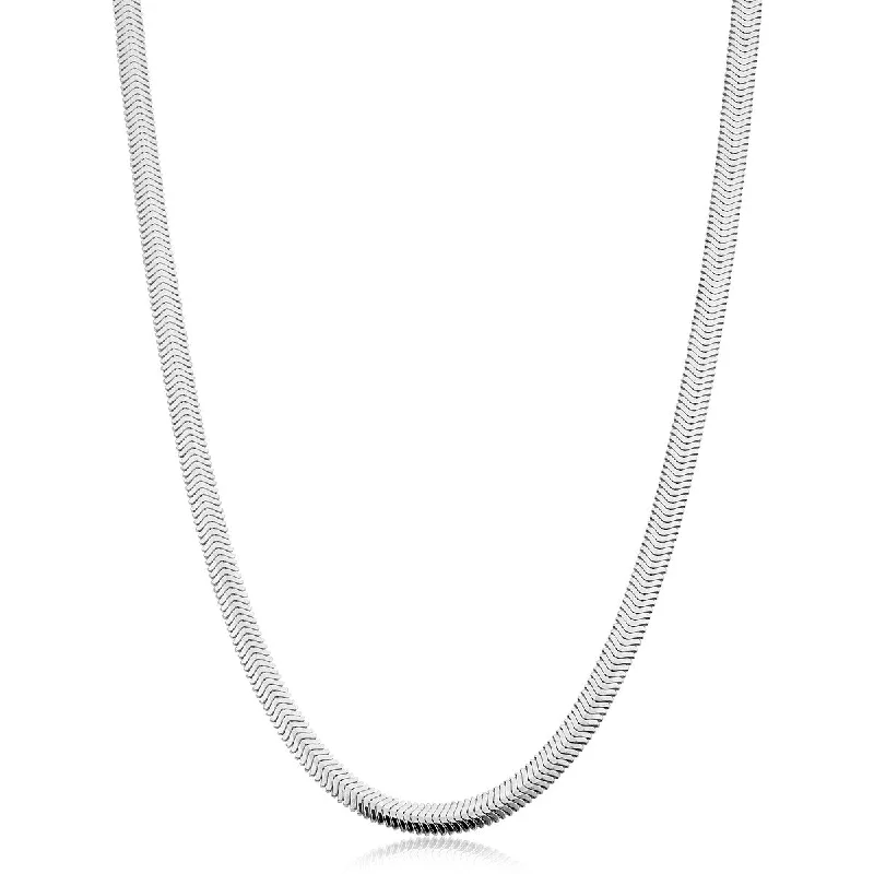 women romantic necklaces -Sterling Silver 4.2 millimeter Bombe Snake Chain Necklace for Women - Made in Italy