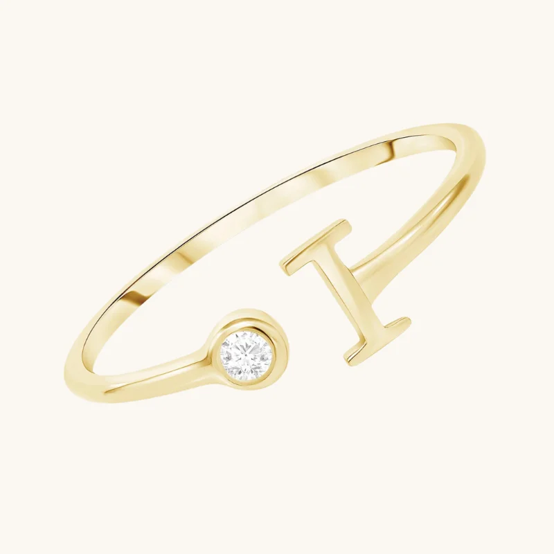 women chic rings -Diamond Initial Ring