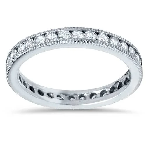 women vintage engagement rings -1ct Channel Set Diamond Eternity Ring 14K White Gold