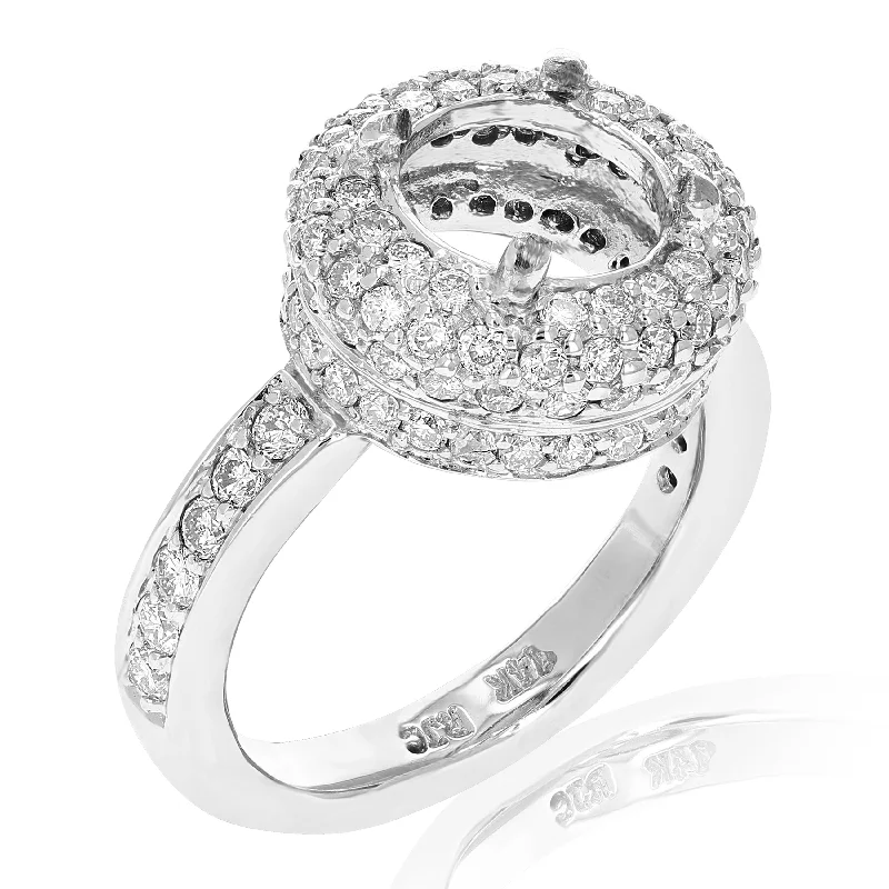 women affordable engagement rings -1 cttw Diamond Semi Mount Engagement Ring 14K White Gold Round Bridal