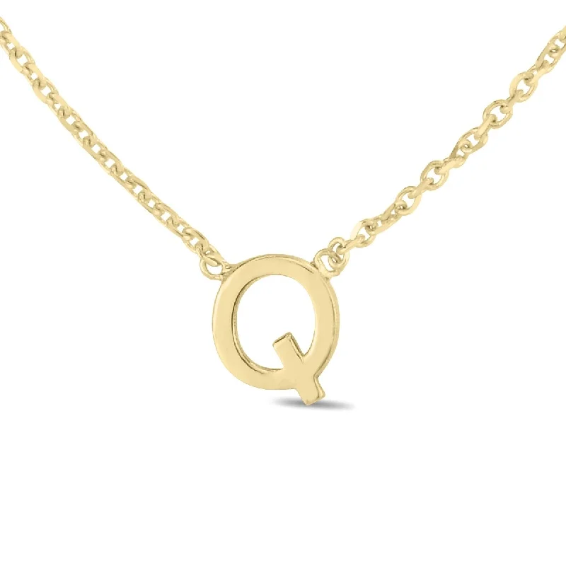 women wedding necklaces -Marquee Jewels 14K Solid Yellow Gold Q Mini Initial Necklace