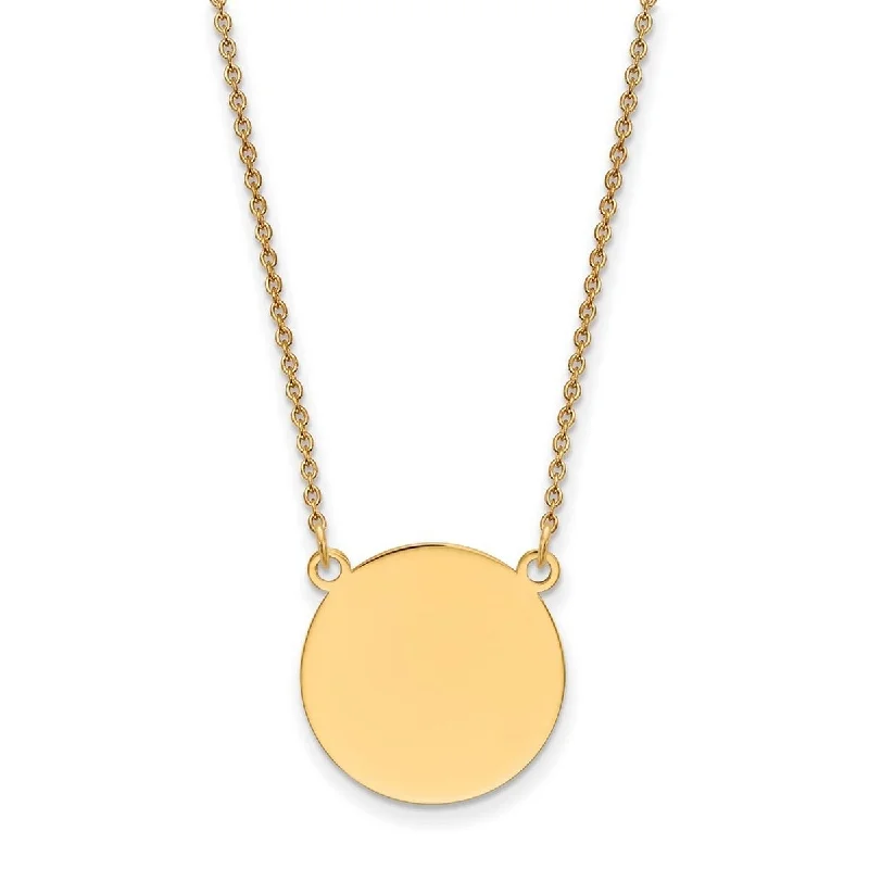 women turquoise necklaces -Curata 14k Yellow Gold .018 Gauge 17.25mm Circle Engravable Disc Necklace, 18"