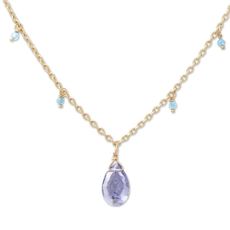 women pearl necklaces -Sea Change Gold Plated Iolite And Apatite Pendant Necklace