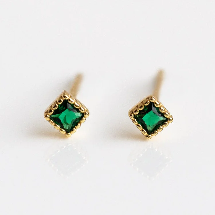 women personalized earrings -Kira Stud Earrings in Jade