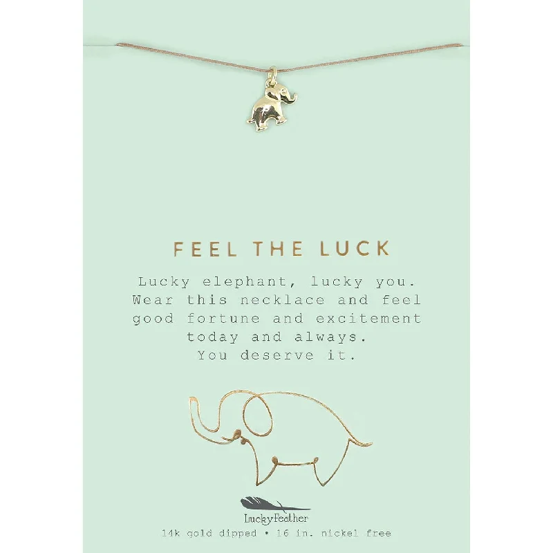 women dainty necklaces -Feel the Luck - Gold Elephant Necklace