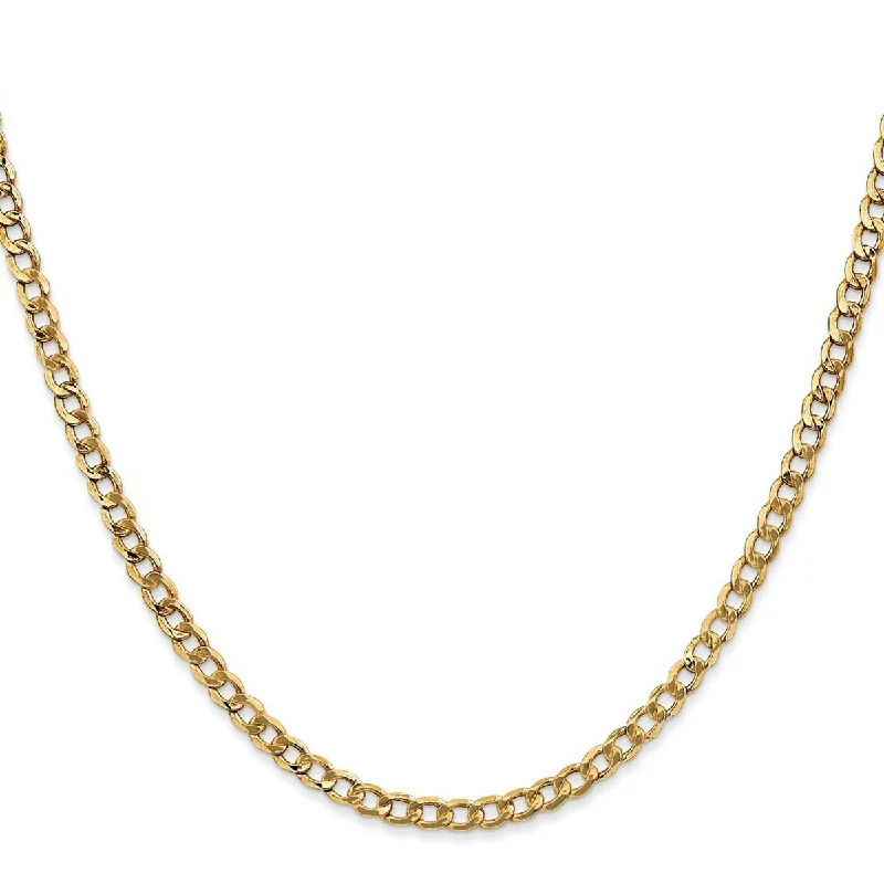 women classic necklaces -Curata 14k Yellow Gold 3.35mm Semi-solid Curb Chain Necklace Options: 16 18 20