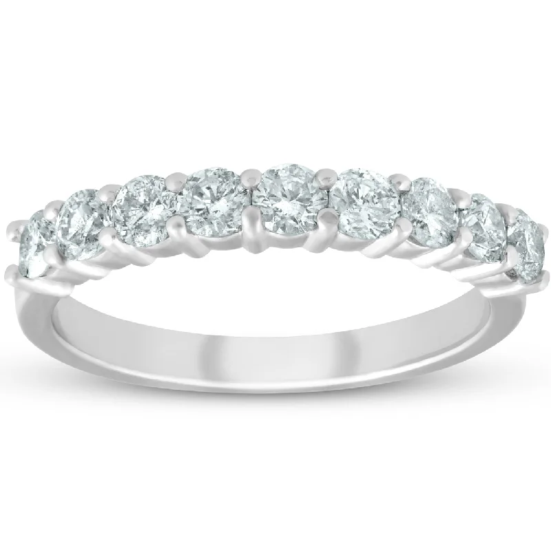 women chic engagement rings -Platinum 1/2ct Diamond Wedding Ring Womens Half Eternity Ring