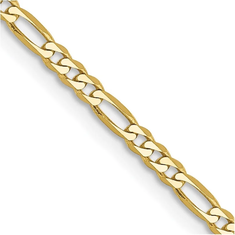 women wedding necklaces -Curata 10k Yellow Gold 2.2mm Figaro Link Chain Necklace (Lobster) Options: 16 18 20 22 24 30