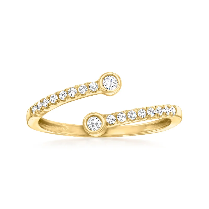 women custom-made engagement rings -Canaria Bezel-Set Diamond Bypass Ring in 10kt Yellow Gold