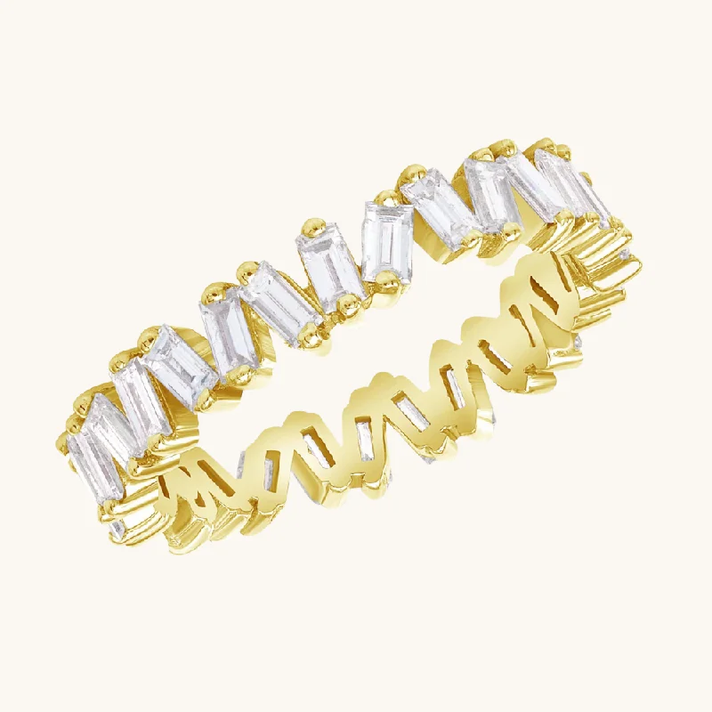 women ruby rings -Slanted Baguette Diamond Eternity Band