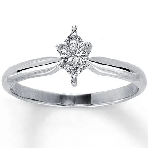 women radiant-cut engagement rings -1/4ct Solitaire Marquise Diamond Engagement Ring 14K White Gold