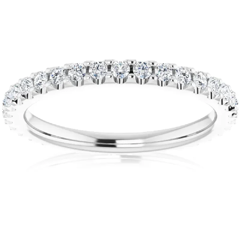 women birthstone engagement rings -1/2 Ct Lab Grown Diamond EX3 Eternity Ring Womens Bad 14k White Gold