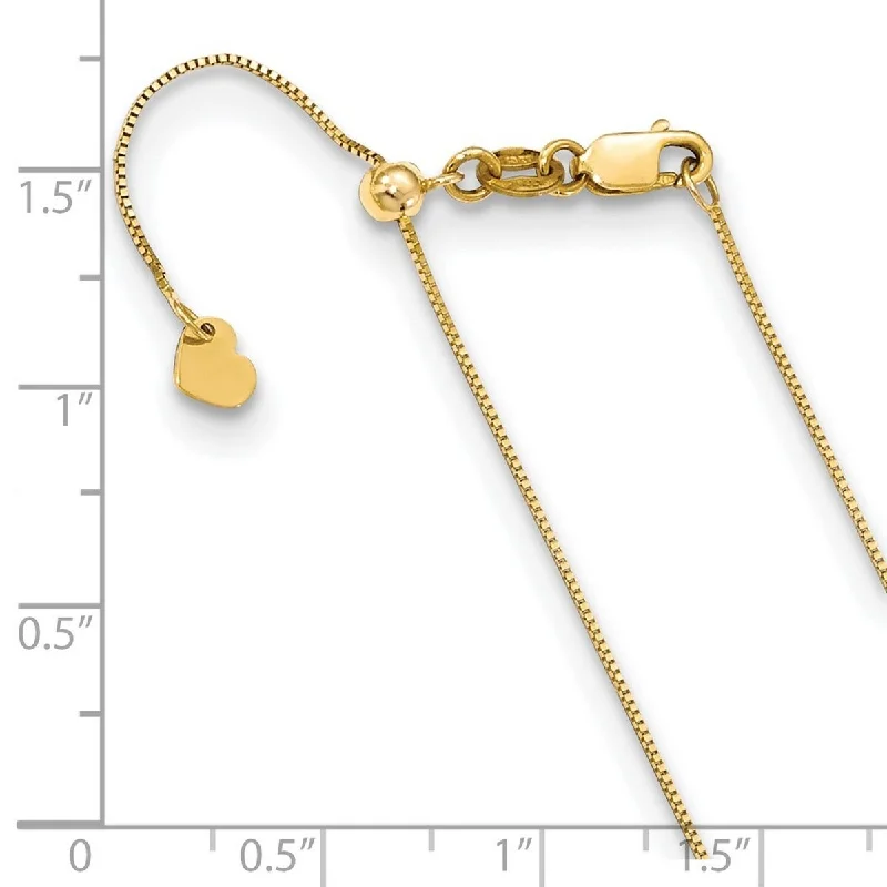 women long necklaces -Curata Italian 10k White or Yellow Gold Adjustable 0.7mm Baby Box Chain Necklace (22") (Lobster-claw)