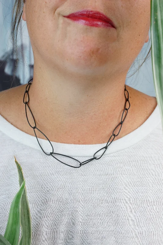 women chunky necklaces -Petite Modular Necklace No. 3 in steel