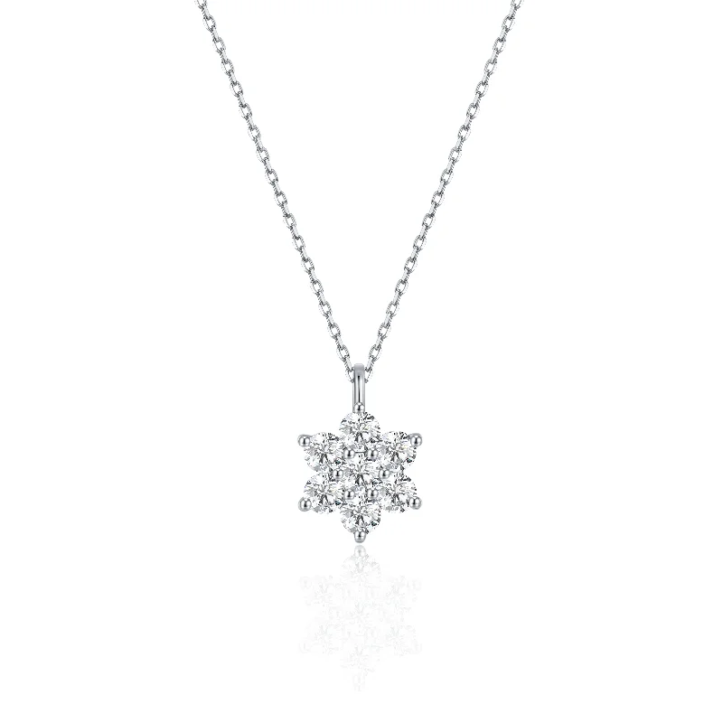 women eternity necklaces -FANCIME Moissanite Flower 14K White Gold Necklace