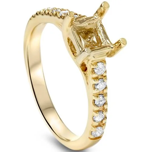 women modern solitaire engagement rings -Diamond Semi Mount Engagement Setting Mounting Gold Ring