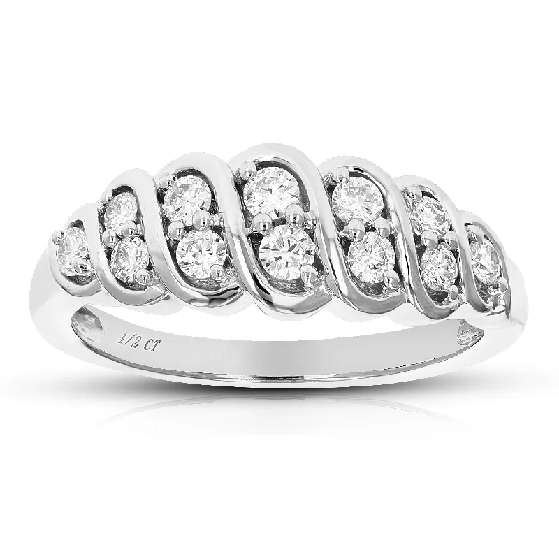 women vintage engagement ring sets -1/2 cttw Round Cut Lab Grown Diamond Wedding Engagement Ring .925 Sterling Silver