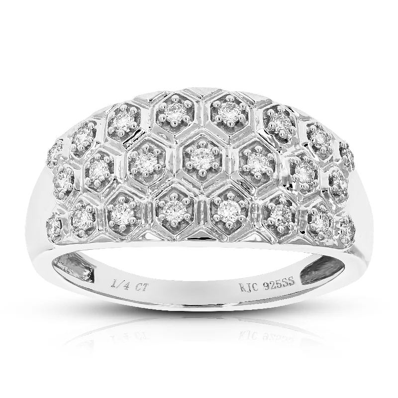 women stacked engagement rings -1/4 cttw Round Cut Lab Grown Diamond .925 Sterling Silver Engagement Ring Prong Set