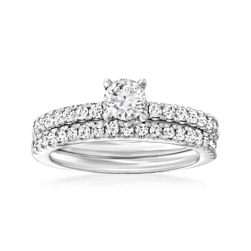 women gold engagement rings -Ross-Simons Diamond Bridal Set: Engagement and Wedding Rings in 14kt White Gold