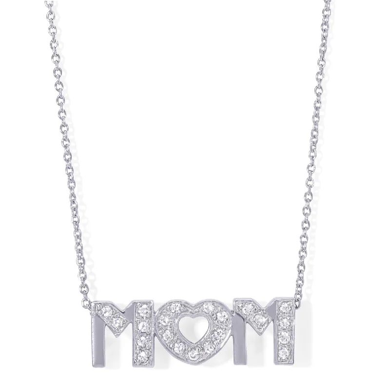 women infinity necklaces -Finesque Silver Overlay Cubic Zirconia MOM necklace