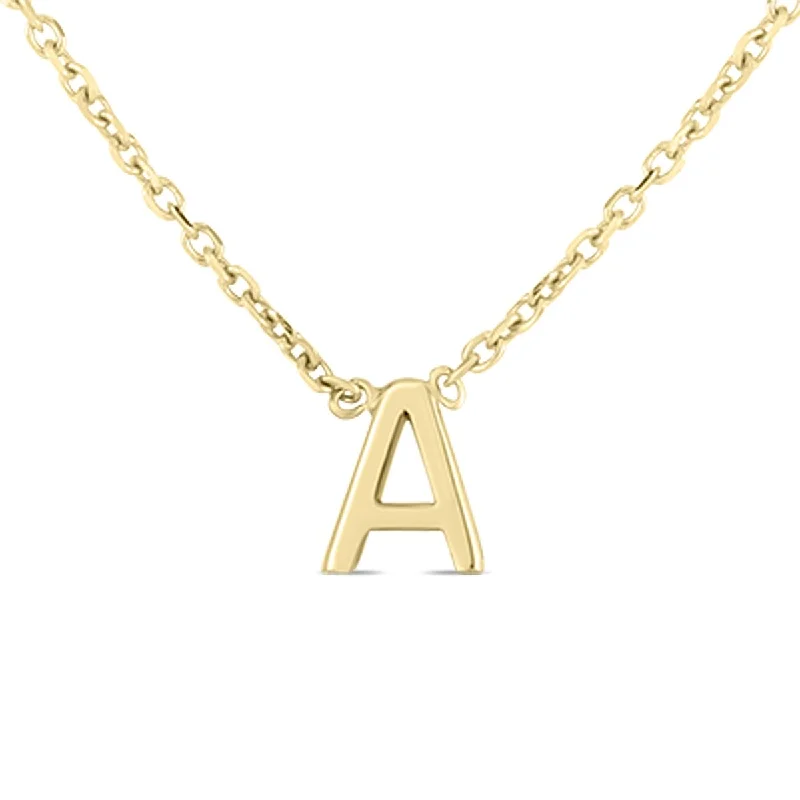 women handmade necklaces -Marquee Jewels 14K Solid Yellow Gold A Mini Initial Necklace