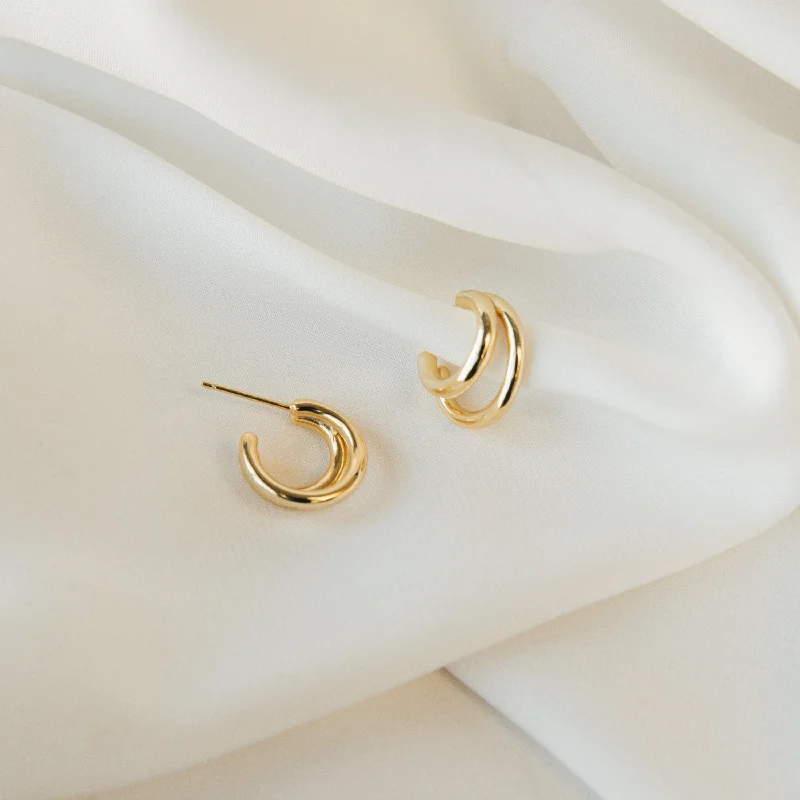 women silver hoop earrings -Zoey Duo Hoops