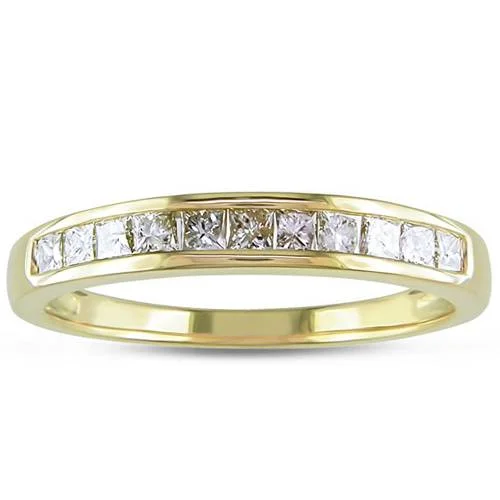 women diamond engagement rings -3/8ct Princess Cut Diamond Wedding Ring 14K Yellow Gold