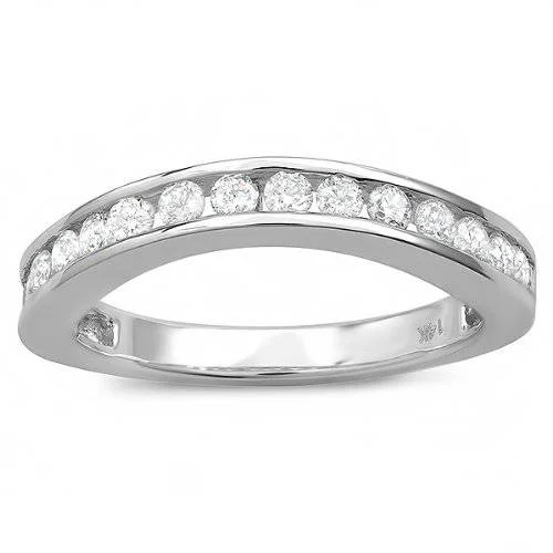 women diamond engagement rings -1 1/20ct Curved Diamond Wedding Ring Enhancer 14K White Gold