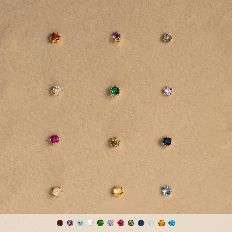 women simple earrings -Birthstone Flatback Studs