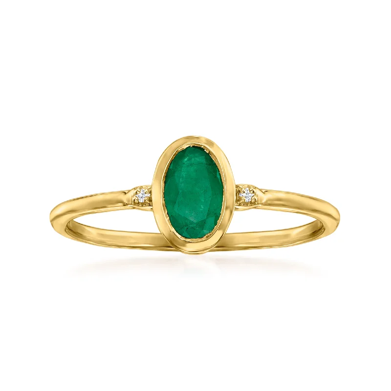 women emerald engagement rings -Ross-Simons Emerald Ring in 14kt Yellow Gold