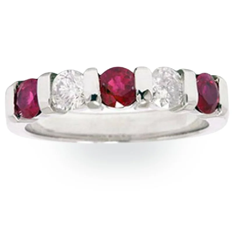 women personalized wedding rings -1/2ct Ruby & Diamond Wedding Anniversary 14K White Gold Ring