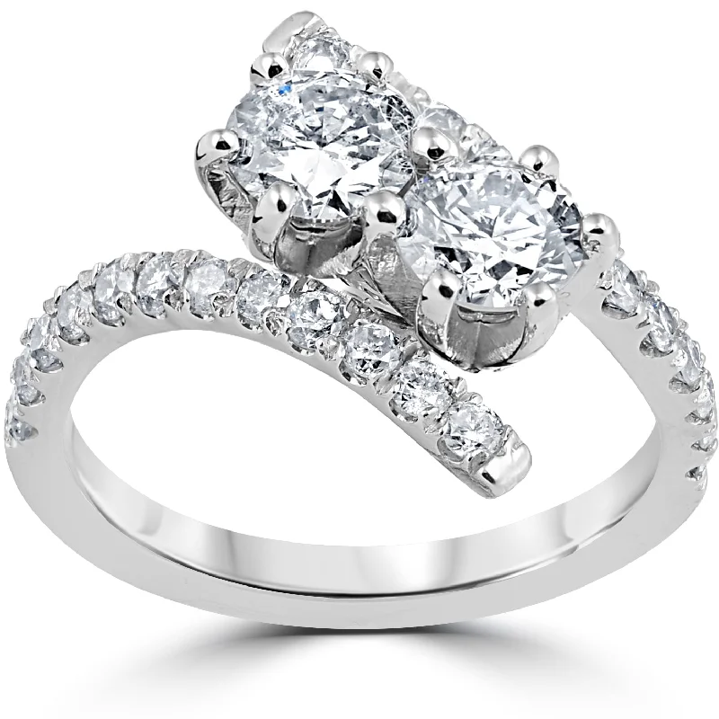 women princess-cut engagement rings -1 cttw Diamond 2 Stone Forever Us Engagement Anniversary Ring 14k White Gold