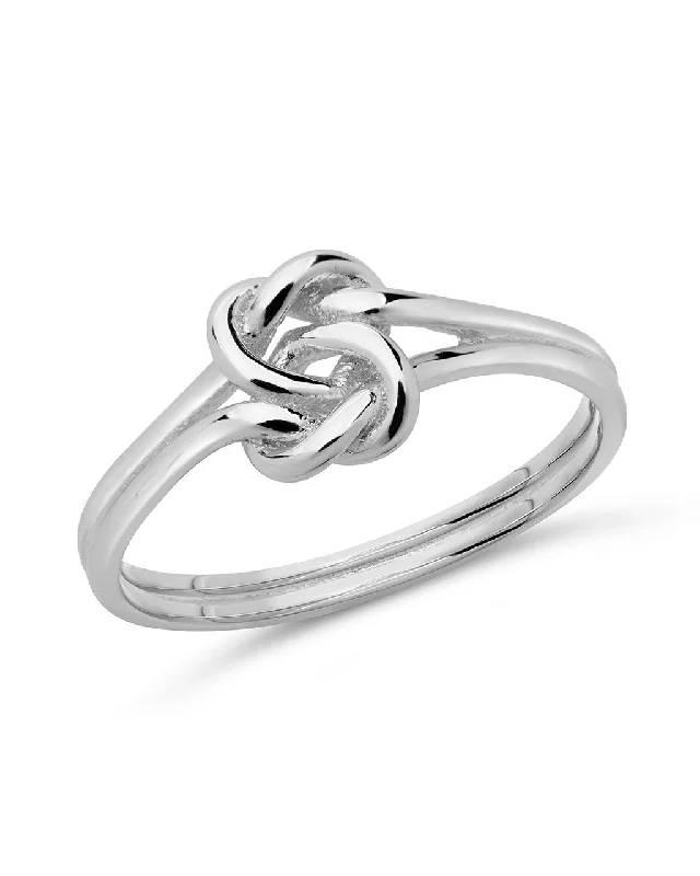 women gold rings -Sterling Silver Intricate Love Knot Ring