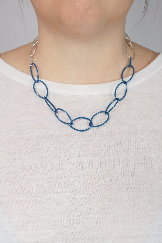 women turquoise necklaces -Audrey necklace in Silver and Azure Blue