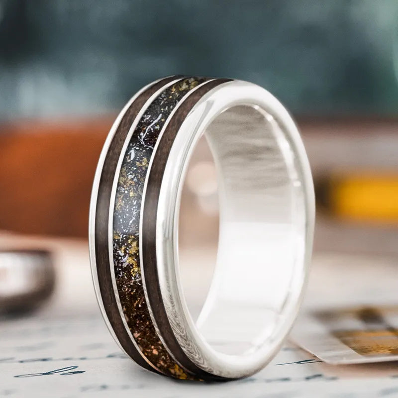 women adjustable wedding rings -Custom Design - 3-Inlay Wide Center Ring w_tdlTJtJ7JeVQJPWDzO2jbb