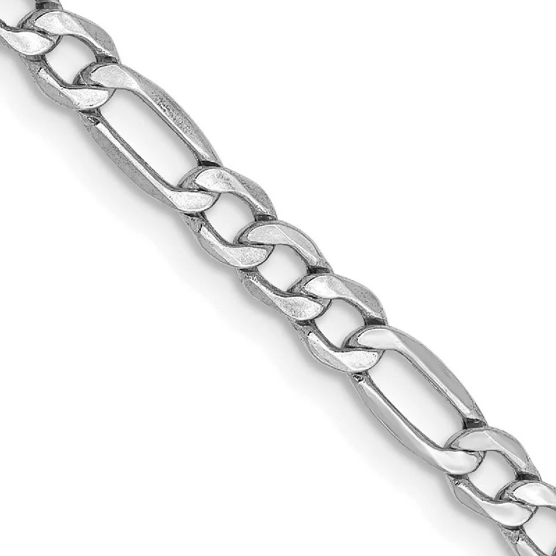 women elegant necklaces -Curata 14k White Gold 3.5mm Semi-solid Figaro Chain Necklace (Lobster) Options 16 18 20 22