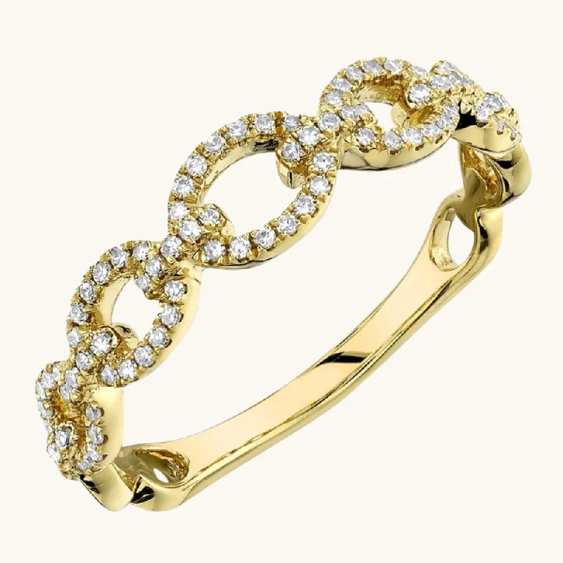 women gold rings -Diamond Chain Band