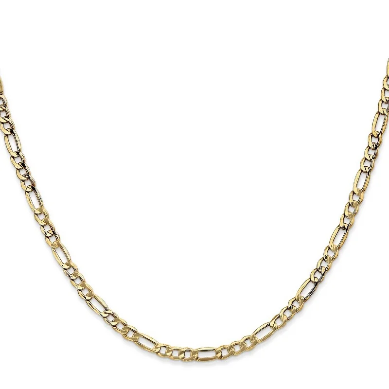 women crystal pendant necklaces -Curata 10k Yellow Gold 3.5mm Semi-solid Figaro Chain Necklace (Lobster) Options: 16 18 20 22