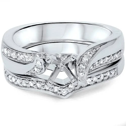 women engagement rings -1/4ct Diamond Engagement Mount Set 14K White Gold