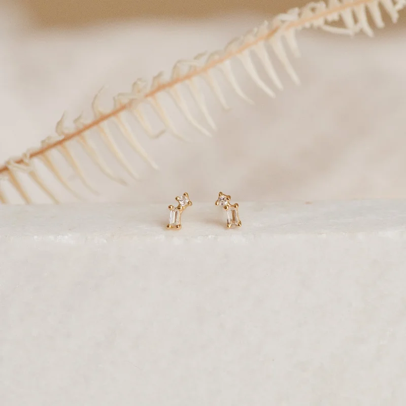 women simple earrings -Blair Baguette Diamond Drop Studs